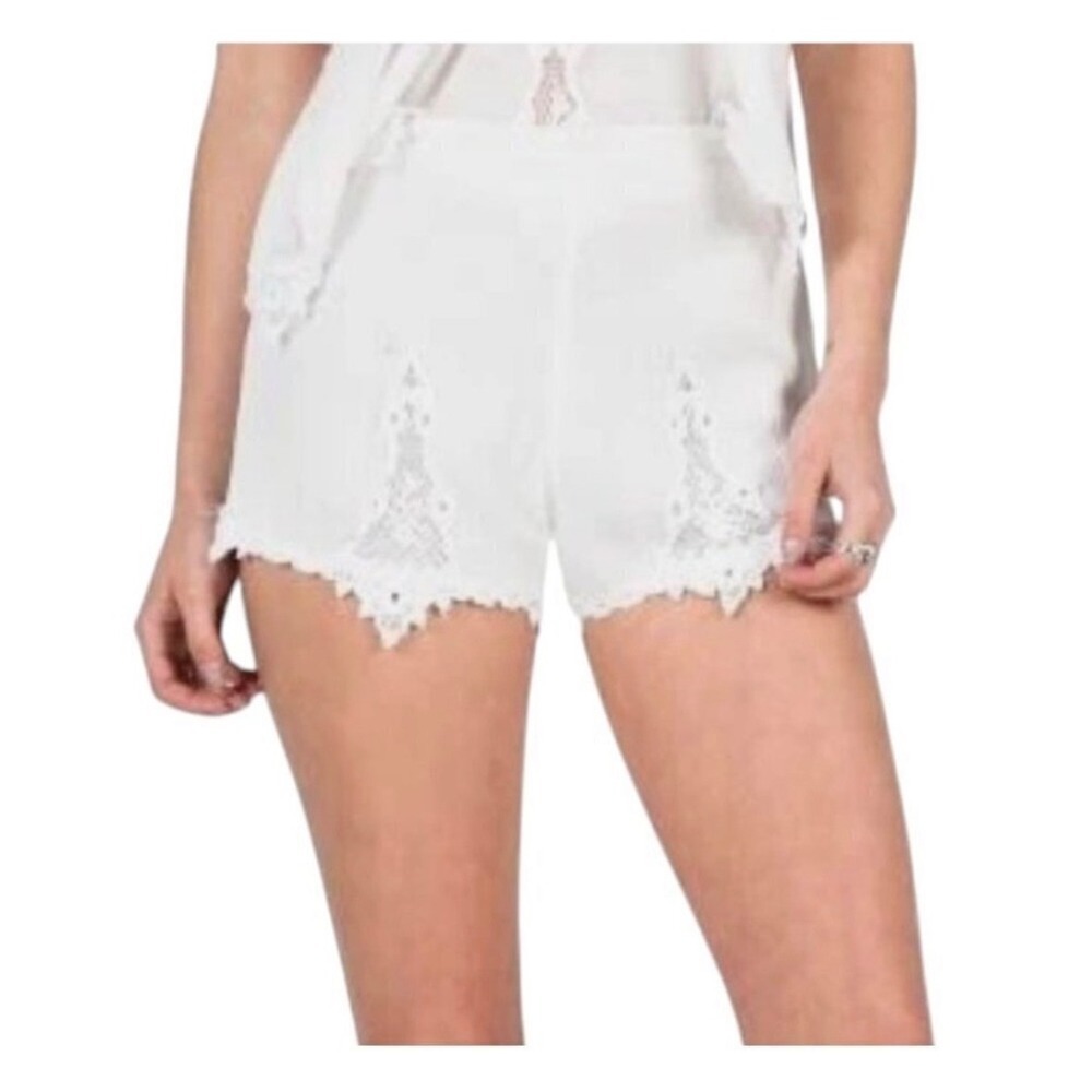 Volcom Stone Row White Gauze Crochet Lace Trim Boho Baia Park Shorts Medium